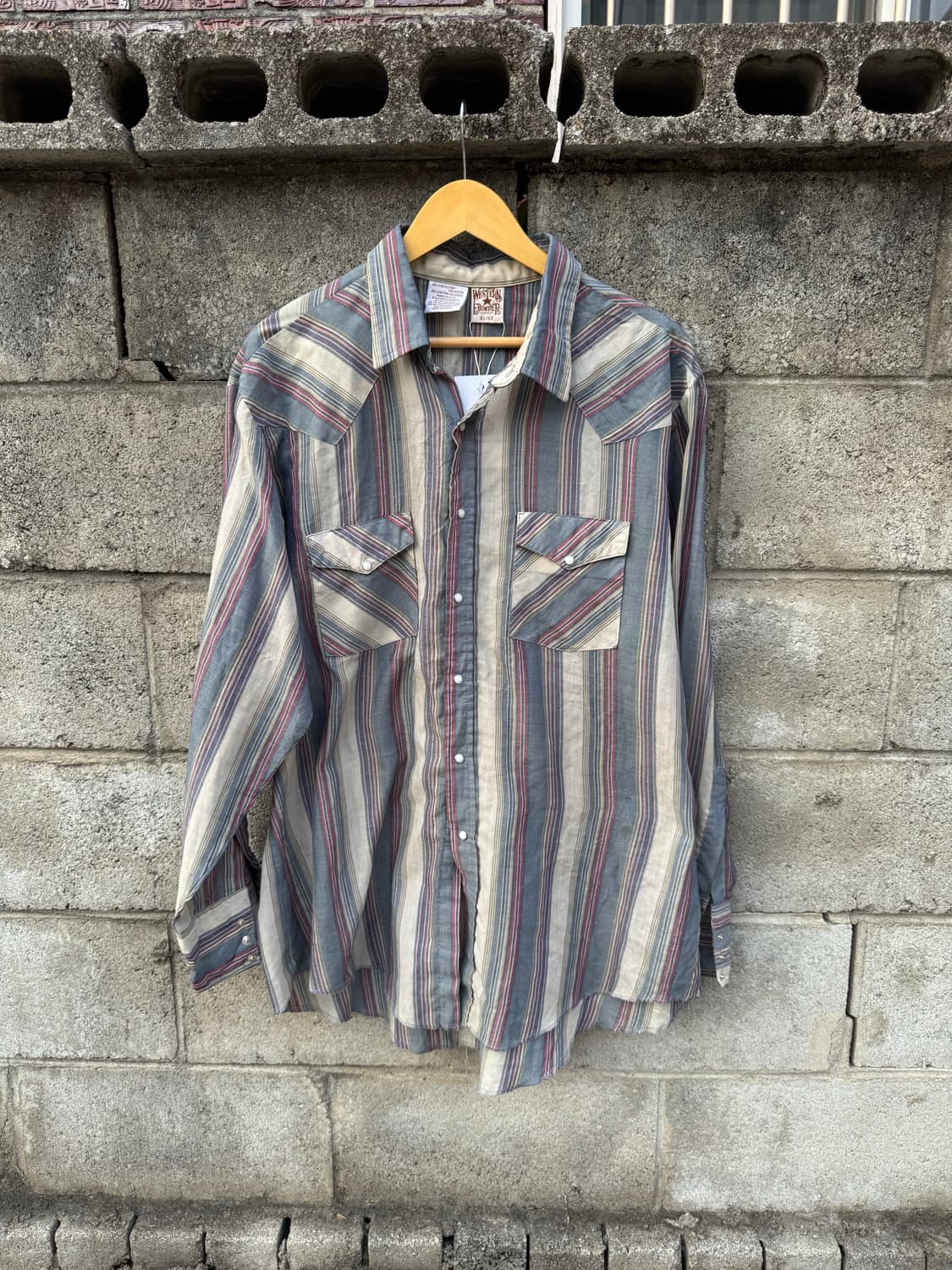 80s 웨스턴프론티어 빈티지 스트라이프 웨스턴 셔츠 상품이미지1