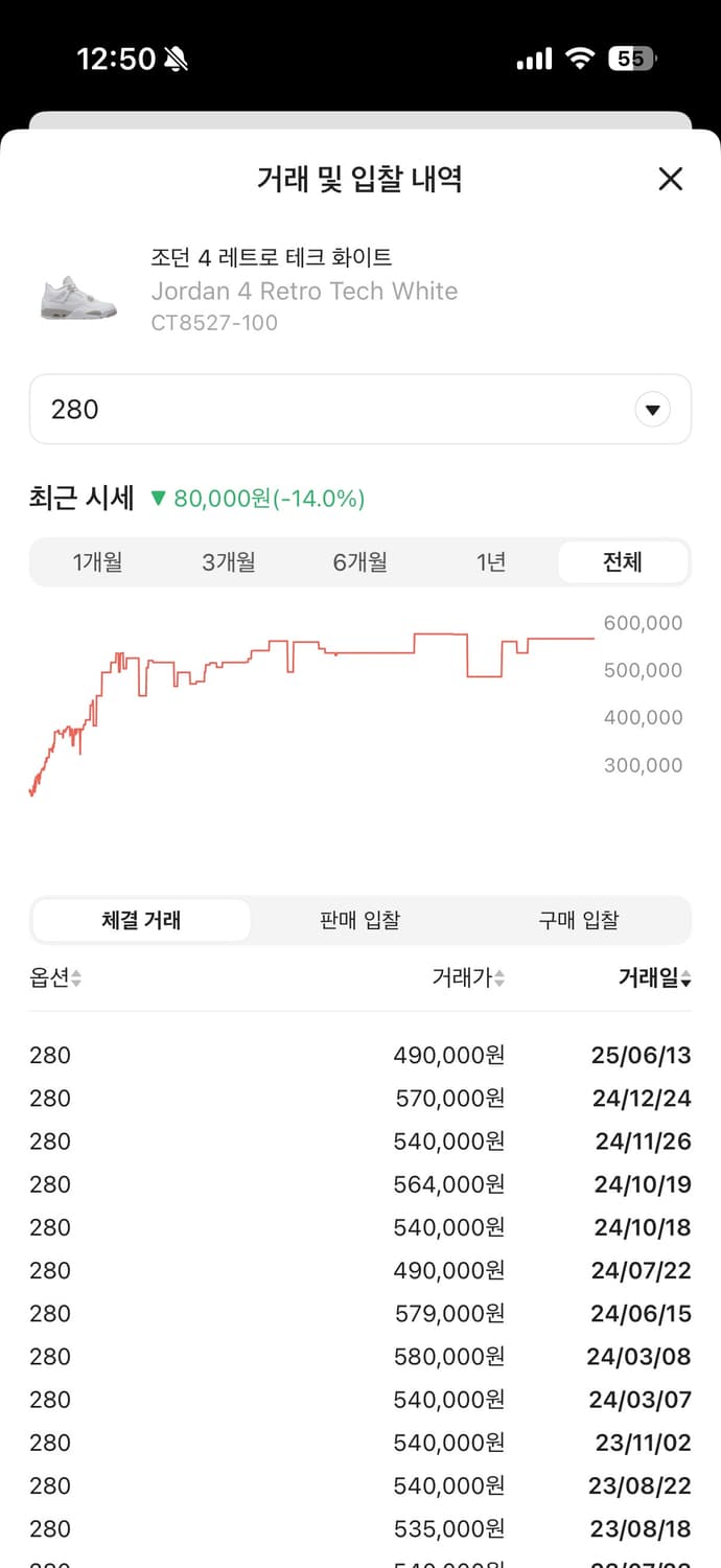 조던4 테크화이트 280 상품이미지1