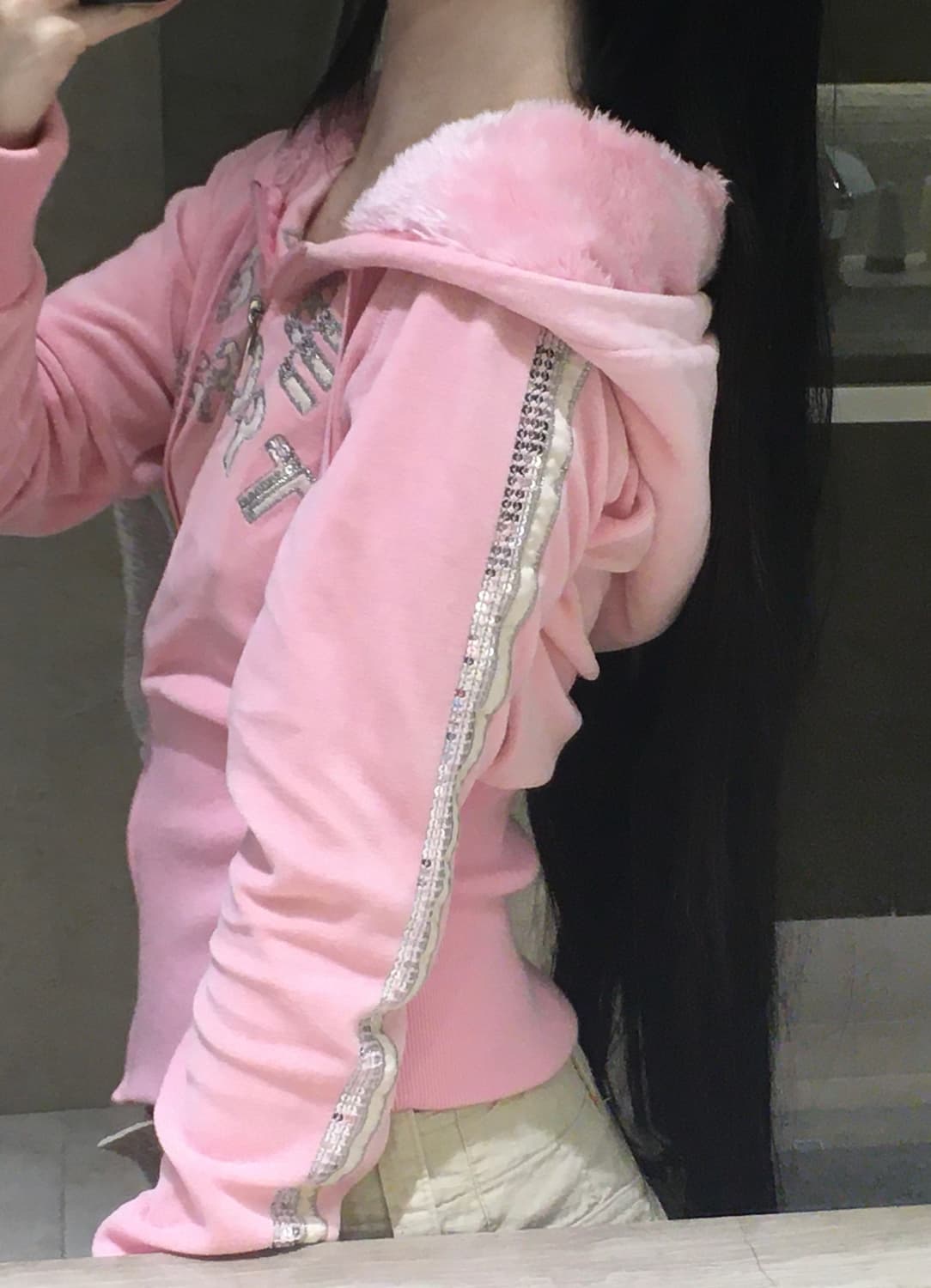 BEBE SPORT 핑크 퍼 후드집업 핀터레스트 갸루 y2k 00s 상품이미지6