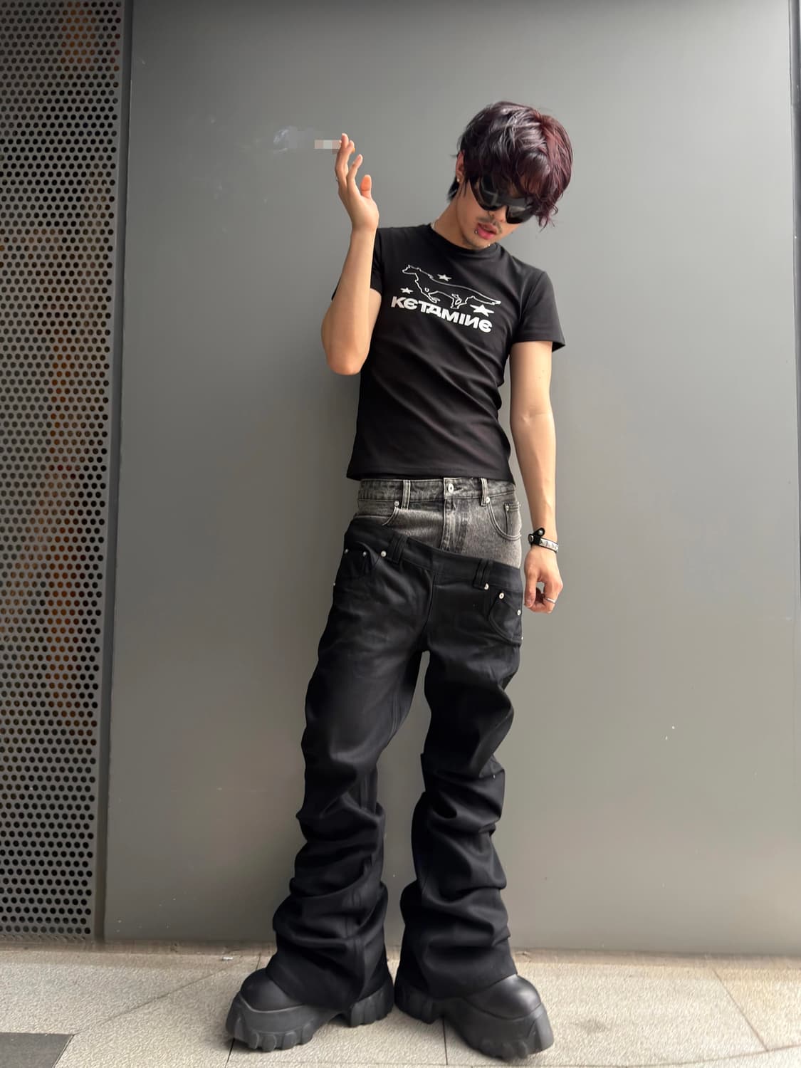 Two Tone Layered Bootcut Jeans 상품이미지2