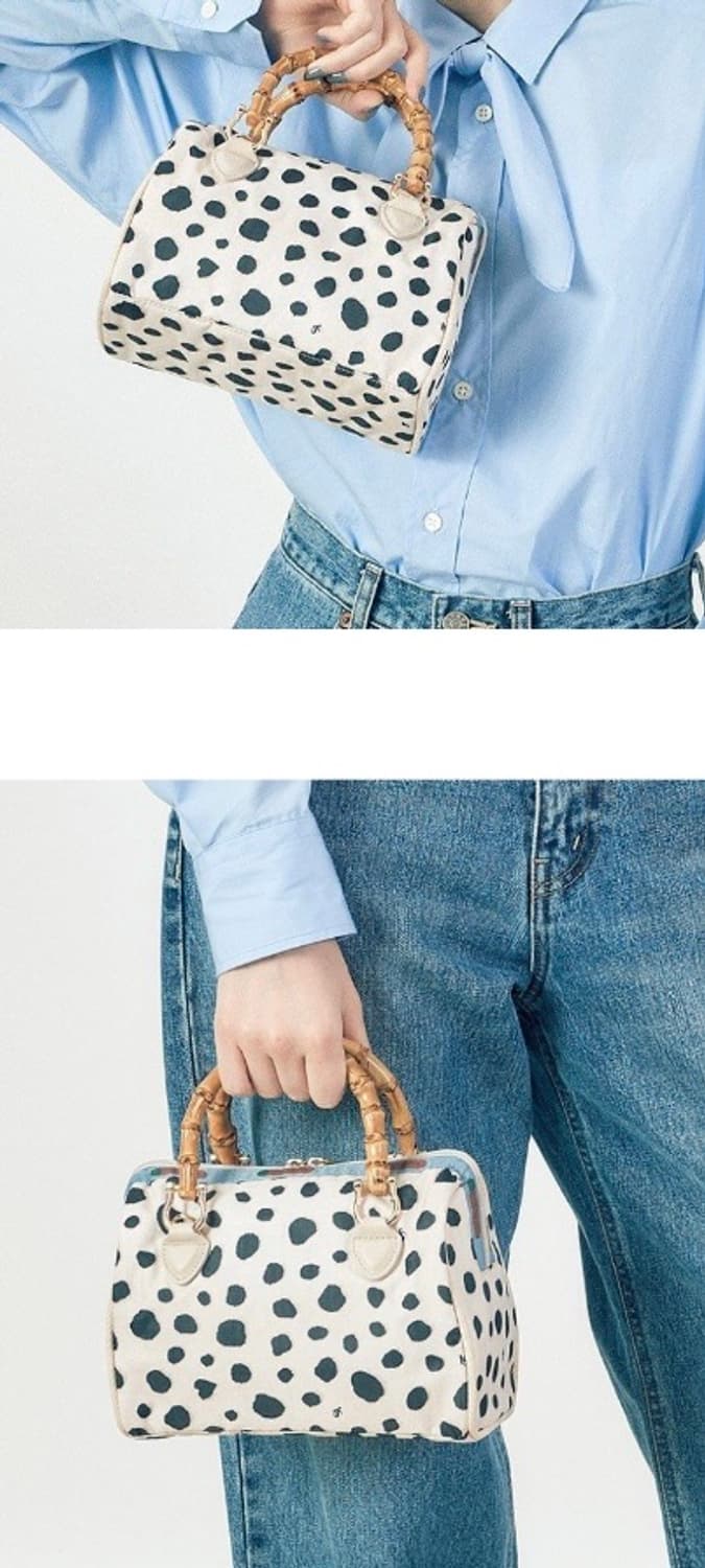 정품) 레스포삭 달마시안 대나무 손잡이 토트백 아뜰리에 미니 보스턴백 상품이미지4