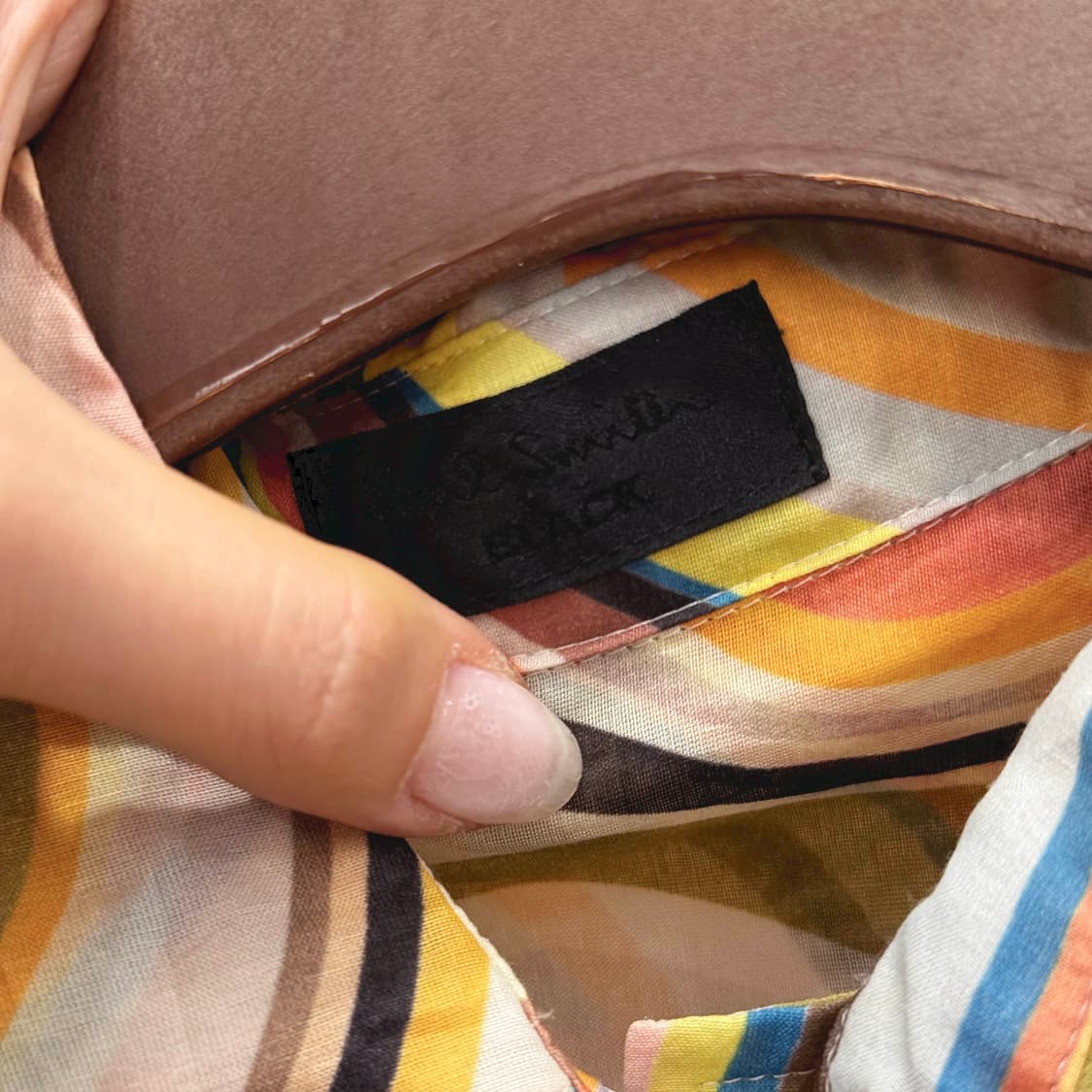 폴스미스 블랙 웨이브 스트라이프 리본 타이 퍼프소매 셔츠 원피스 멀티컬러 상품이미지7