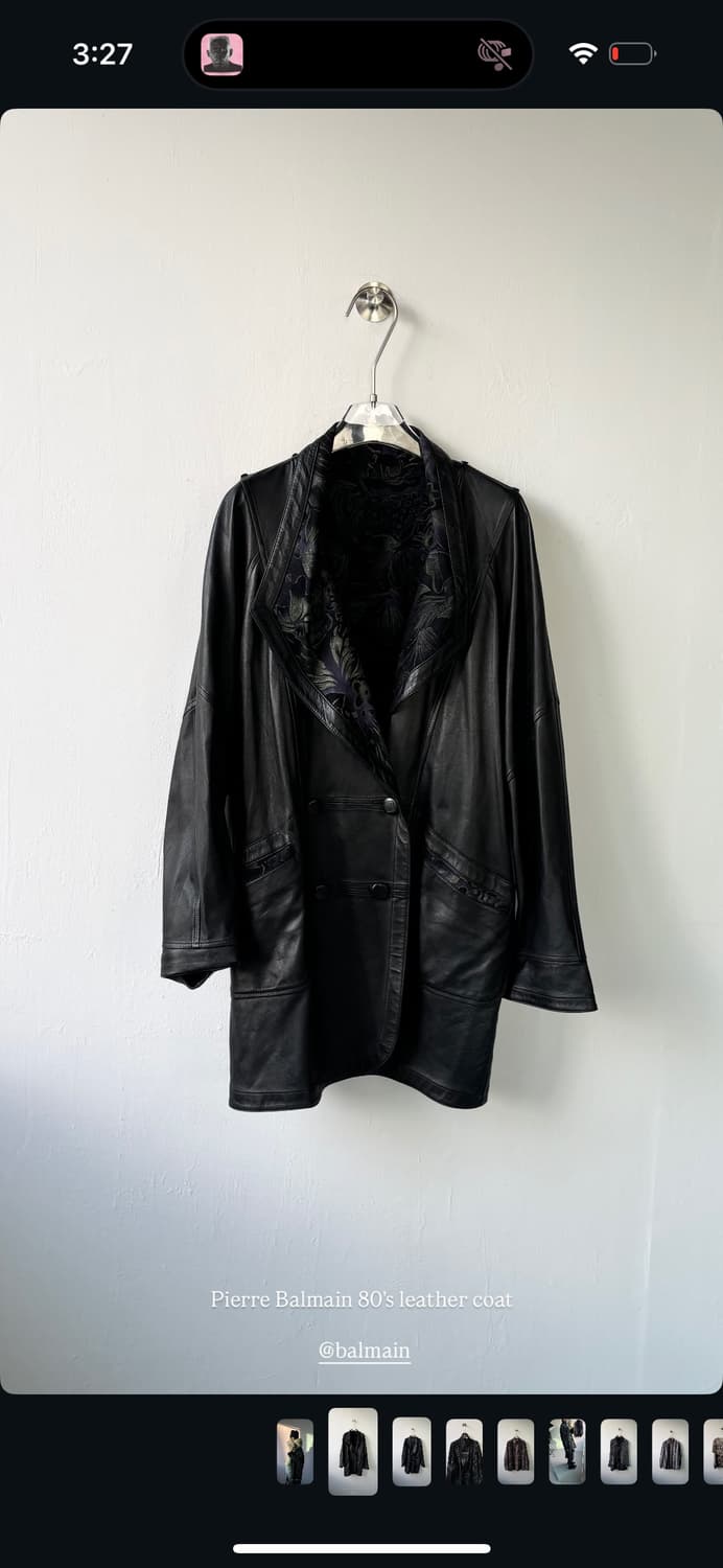 피에르 발망 아카이브 80’s 리버서블 자카드 레더 코트 상품이미지2