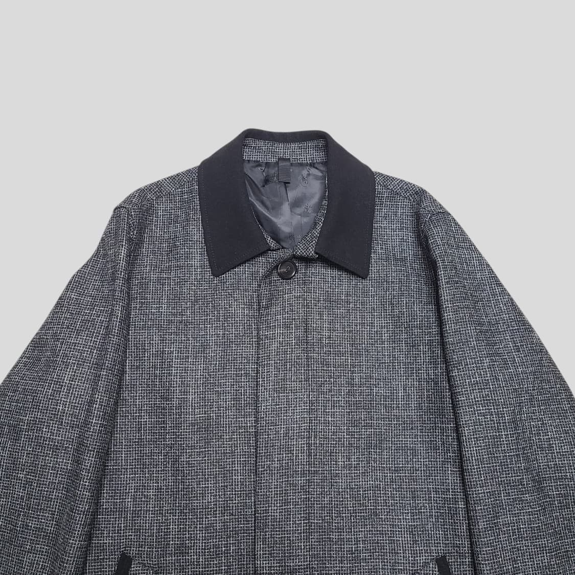 커스텀멜로우 그레이 잔체크 싱글코트 상품이미지4