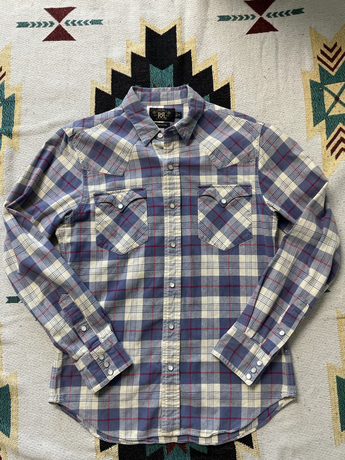 RRL 블루 체크 웨스턴 셔츠(M) 상품이미지1