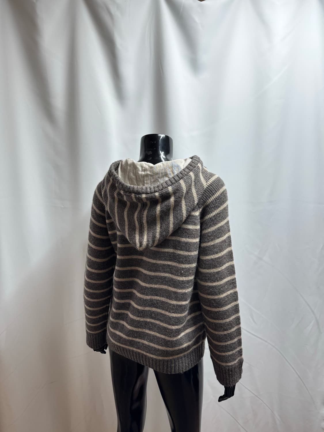 일본 빈티지 스트라이프 버튼 후드 니트 상품이미지3