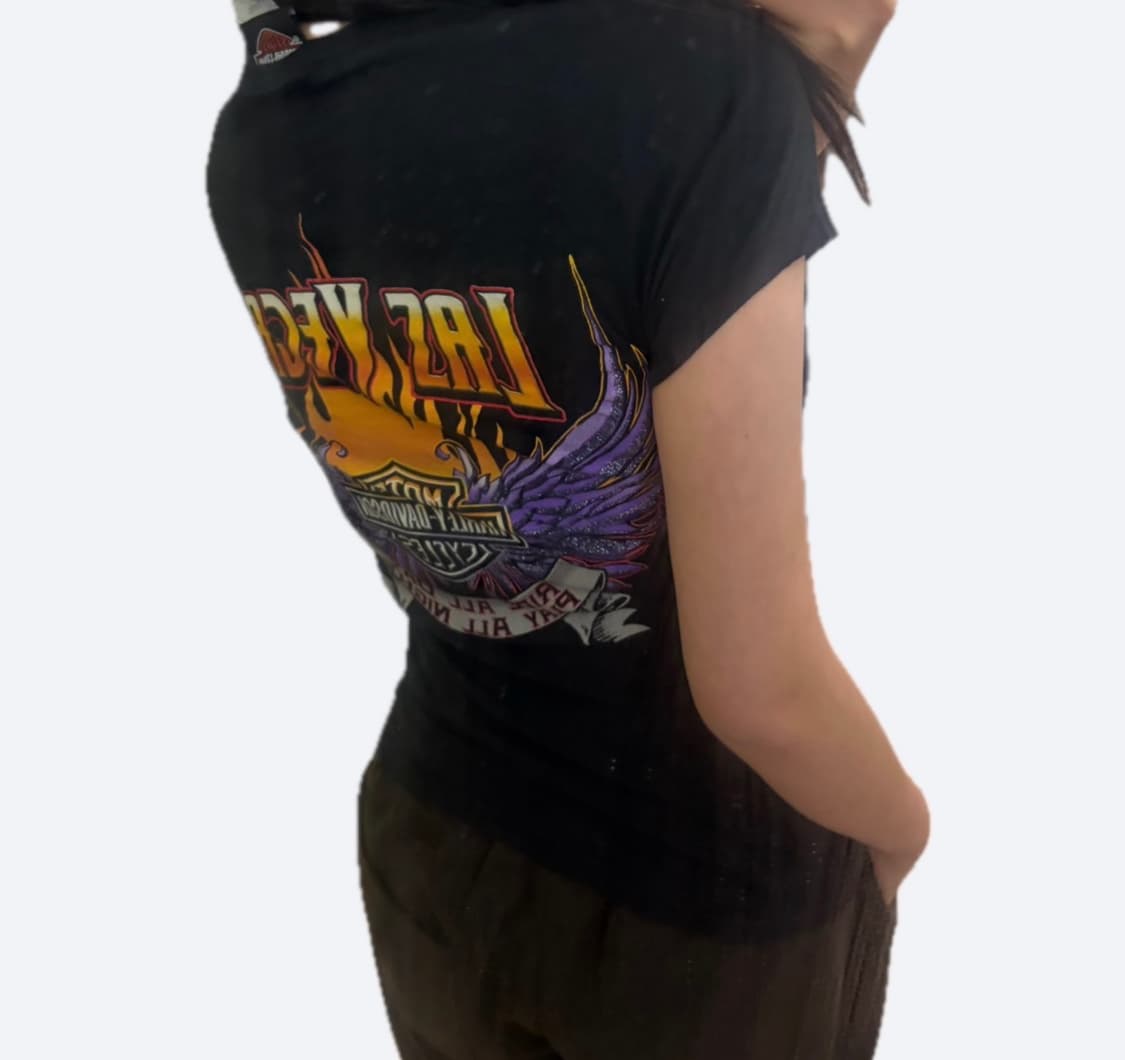 🔥할리데이비슨 딱붙핏 y2k 블랙 슬리브 반팔티🔥 상품이미지1