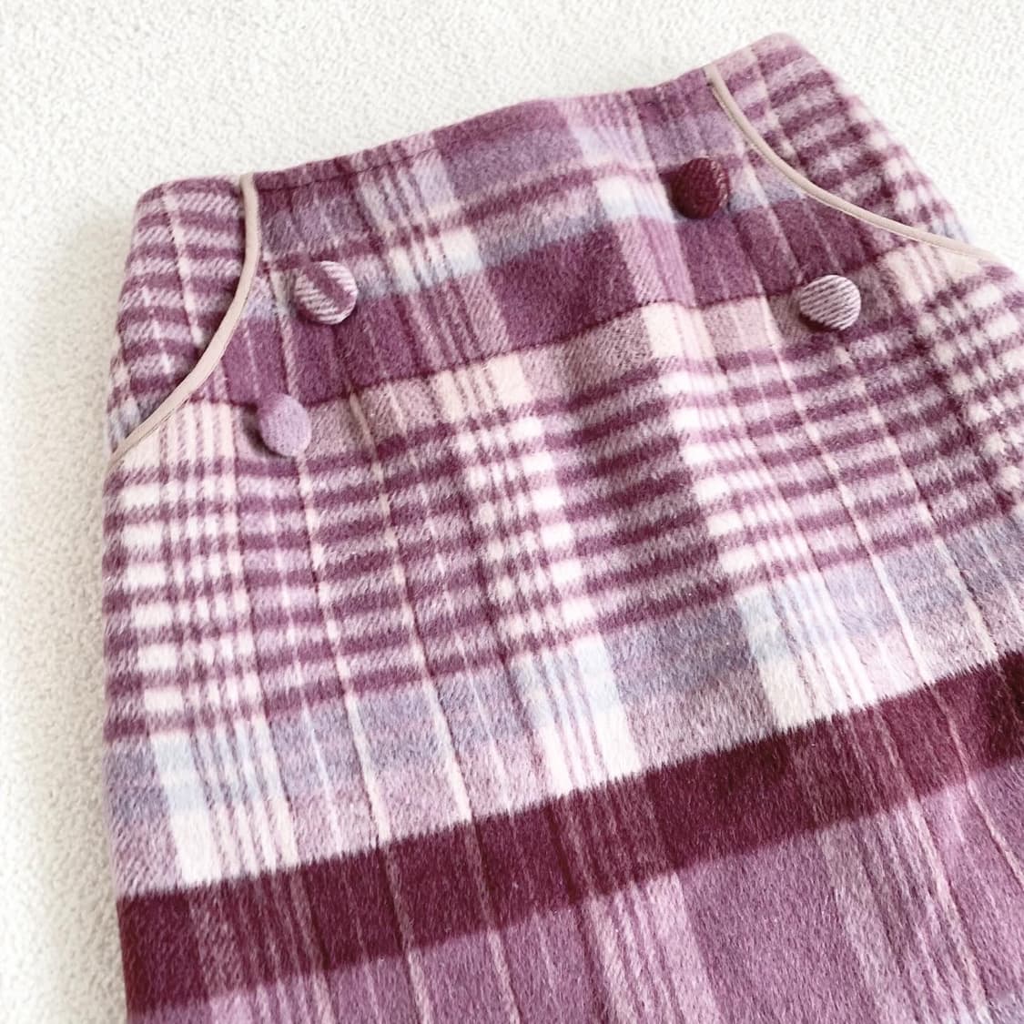 포도맛 체크 울 스커트 상품이미지2