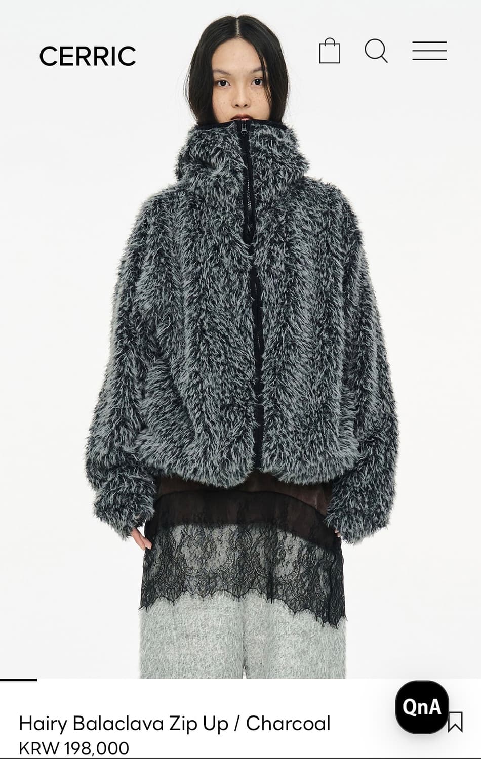 세릭 바라클라바 집업 차콜 상품이미지1