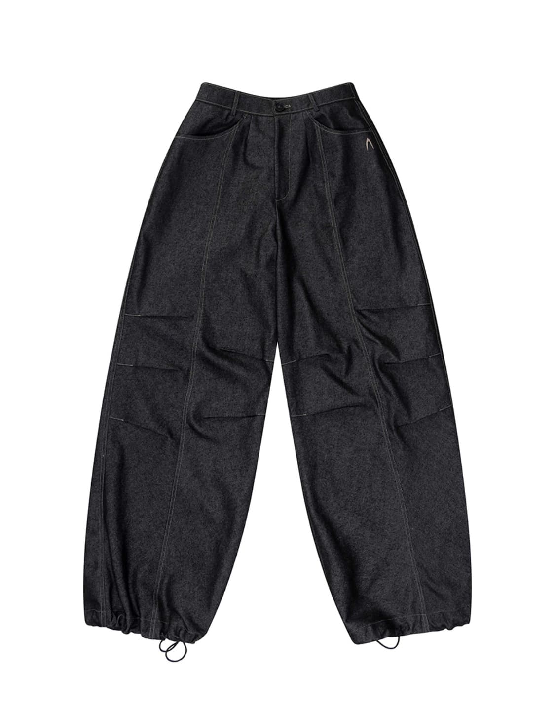 아캄 Knee Pin-tuck Printed Denim Pants 블랙 상품이미지3