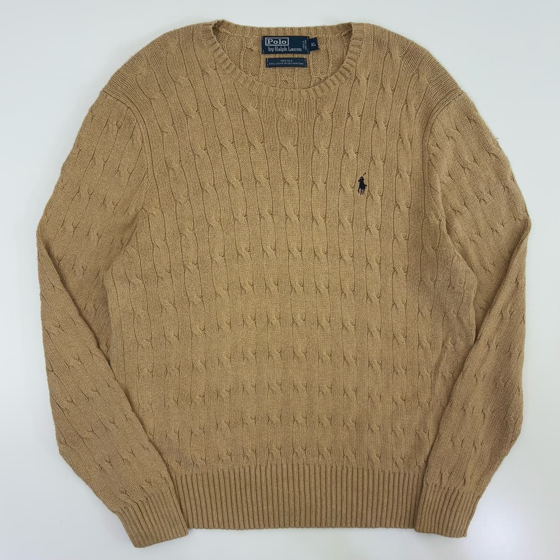 Polo  폴로 랄프로렌 자수 실크 베이지 꽈배기 니트 상품이미지1