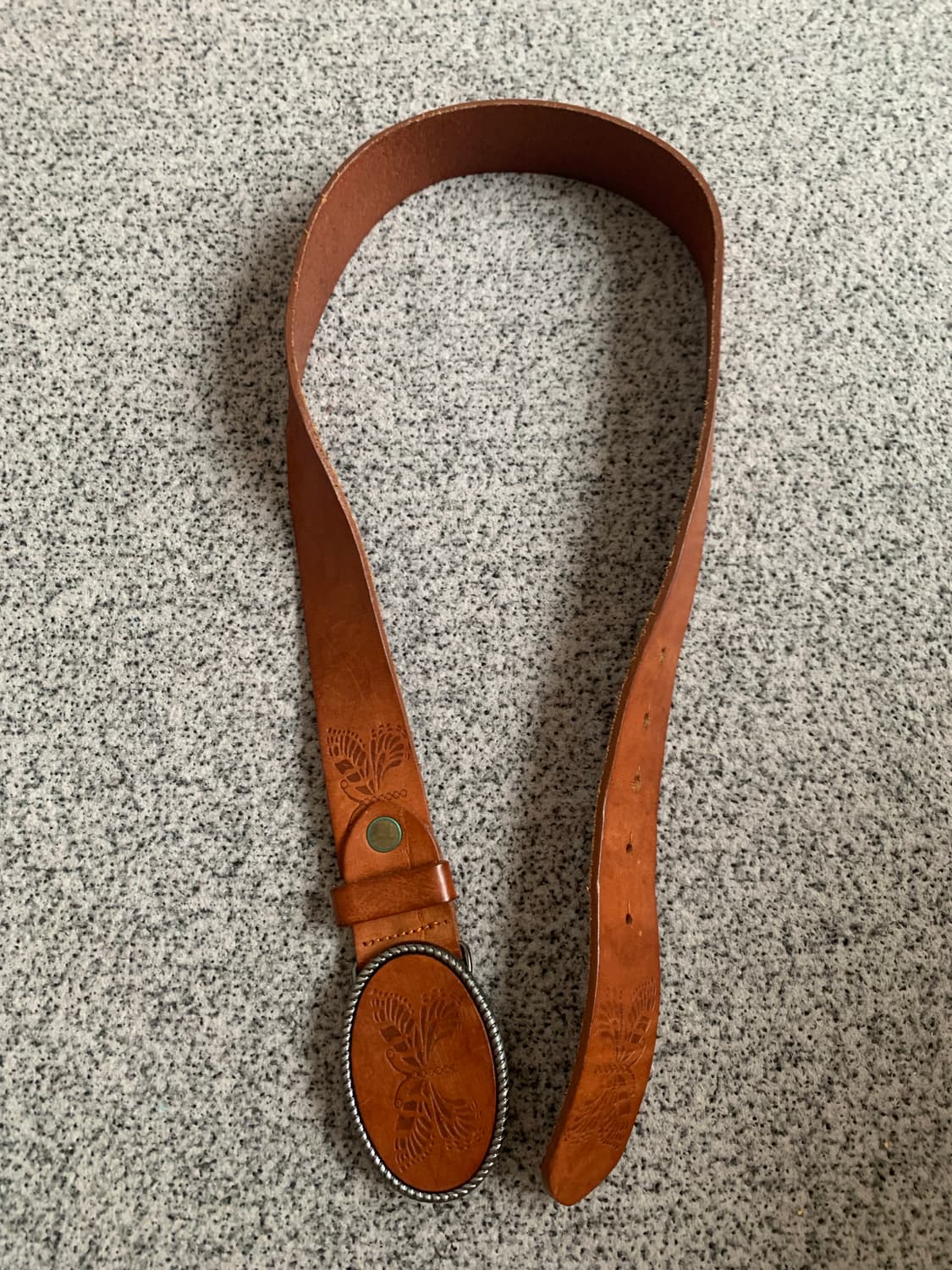 빈티지 버터플라이 나비 브라운카멜 가죽 벨트 상품이미지2