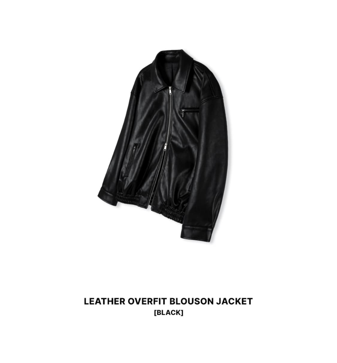 (새상품)(L) 레더리 레더 오버핏 블루종 자켓 [BLACK] 판매 상품이미지3