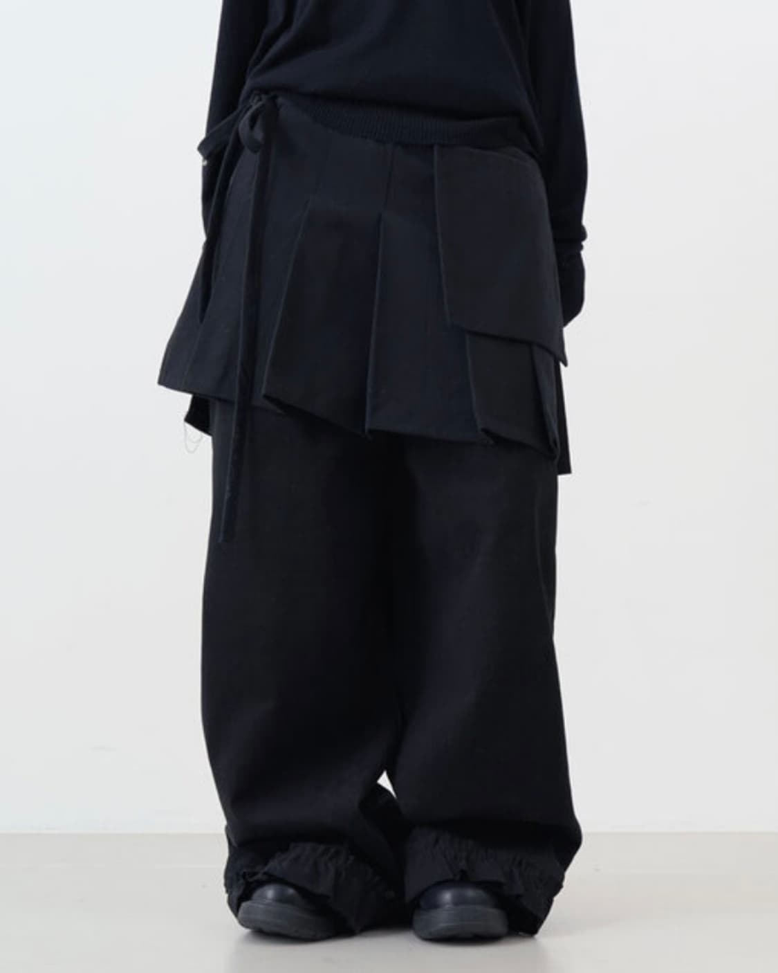 프릴 랩 스커트 팬츠 세트 치마바지 (블랙/차콜) 새상품 상품이미지2