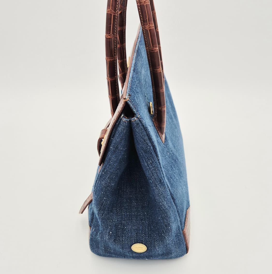 콜롬보 크로커다일 데님 믹스 토트백 상품이미지3