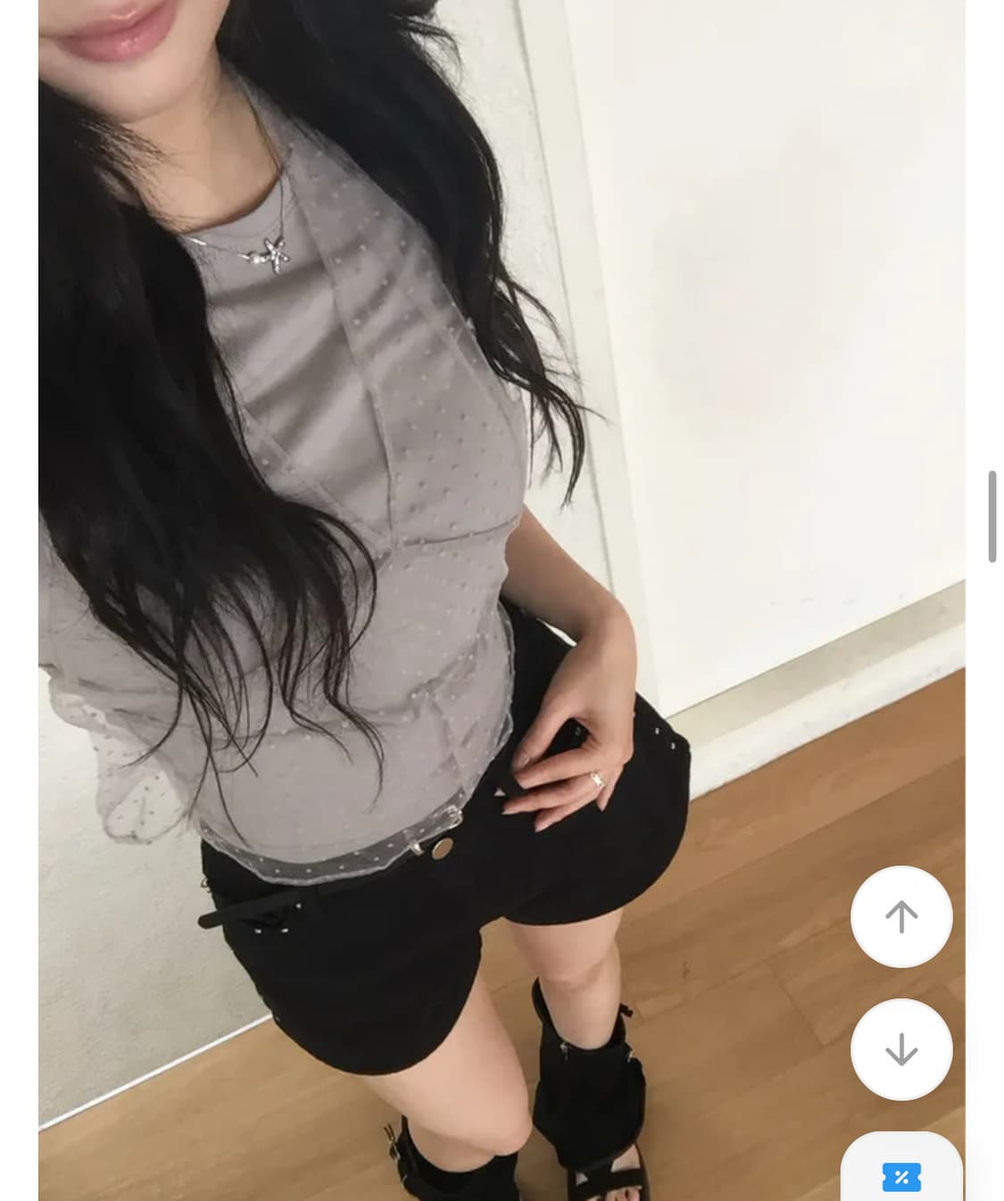 모디무드 뮤트 홀터 반팔 레이어드 세트 그레이 상품이미지2