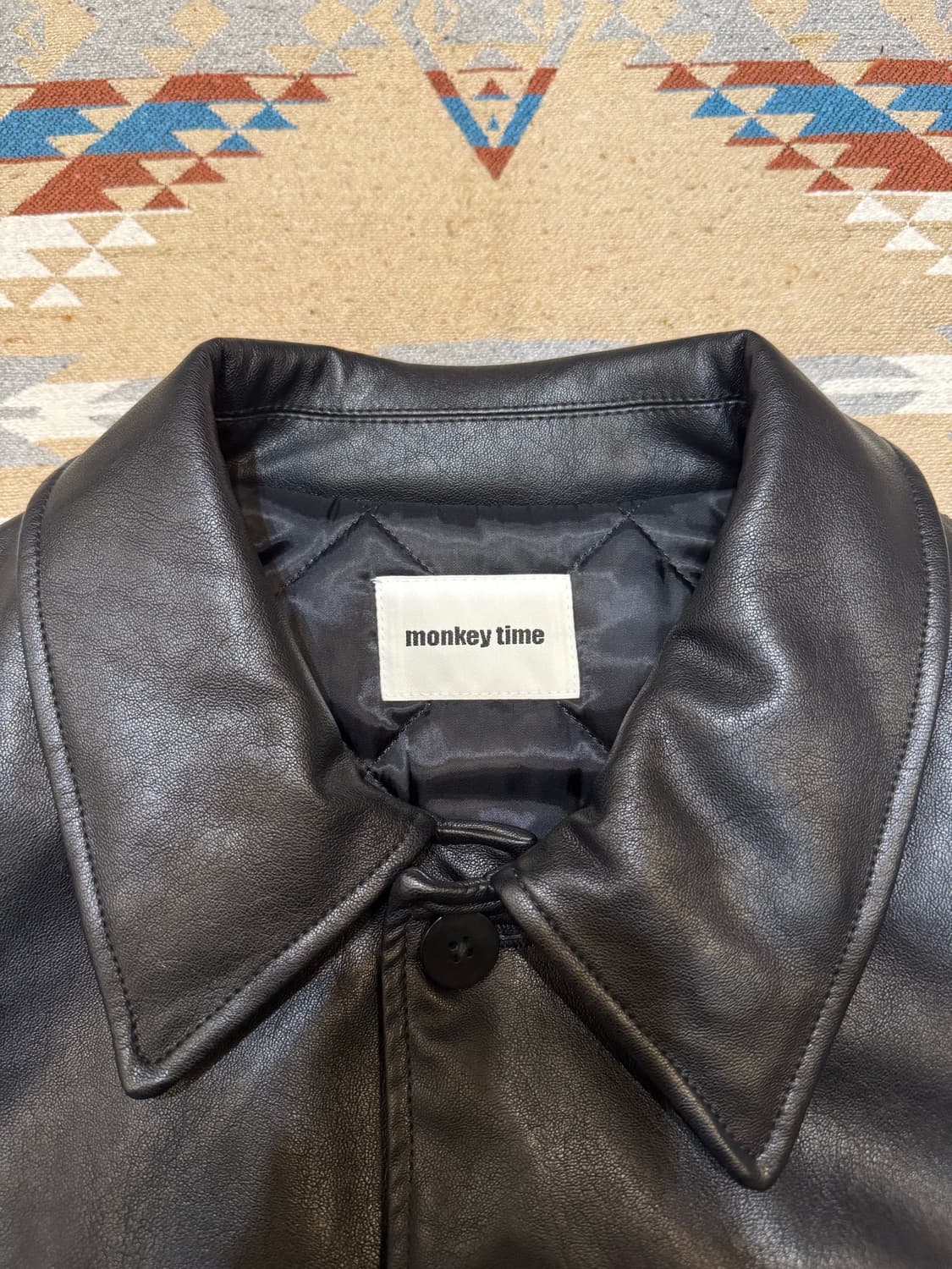 [L] 몽키 타임 FAUX 레더 퀼팅 카코트 블랙  상품이미지2