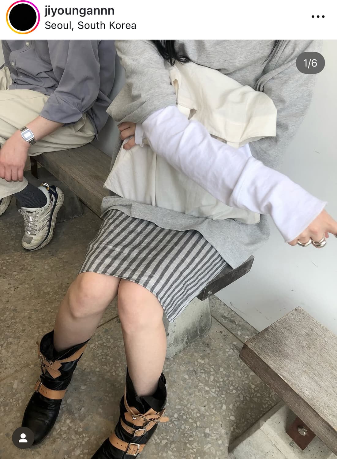 낫띵에브리띵 스트라이프 미디 스커트 상품이미지2