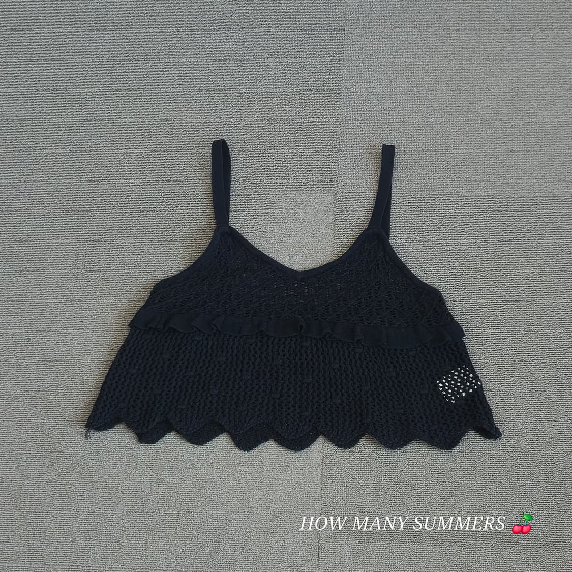 프릴 포인트 물결/스칼럽 블랙 니트 나시 상품이미지8