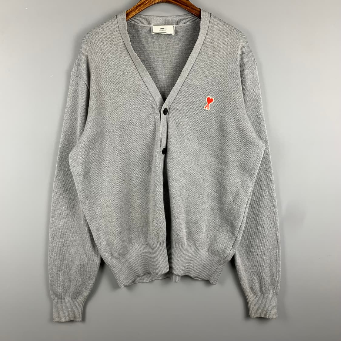 아미 스몰로고 그레이 울 니트 가디건 상품이미지2