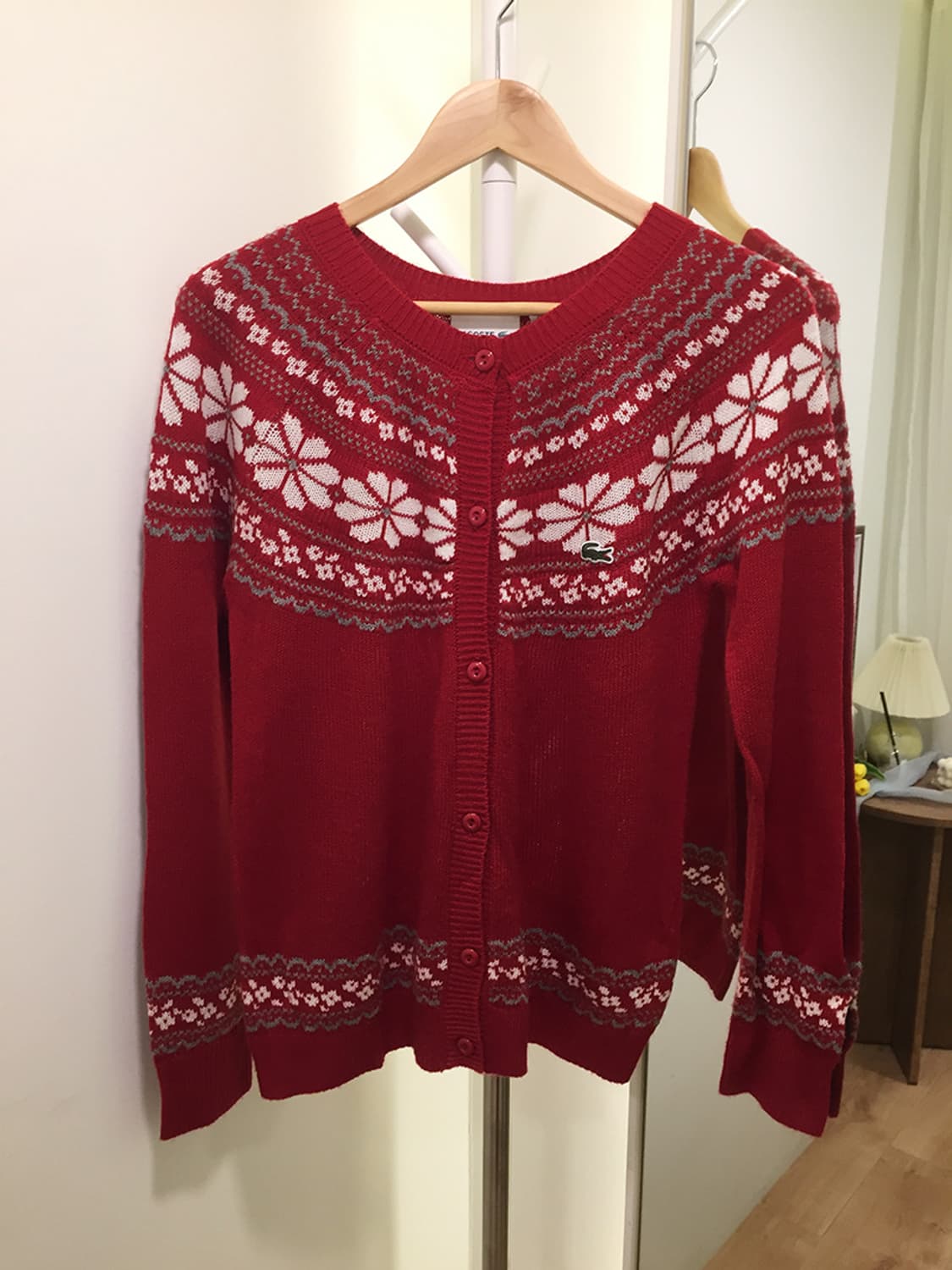 여성 라코스테 노르딕패턴 가디건 95 상품이미지3