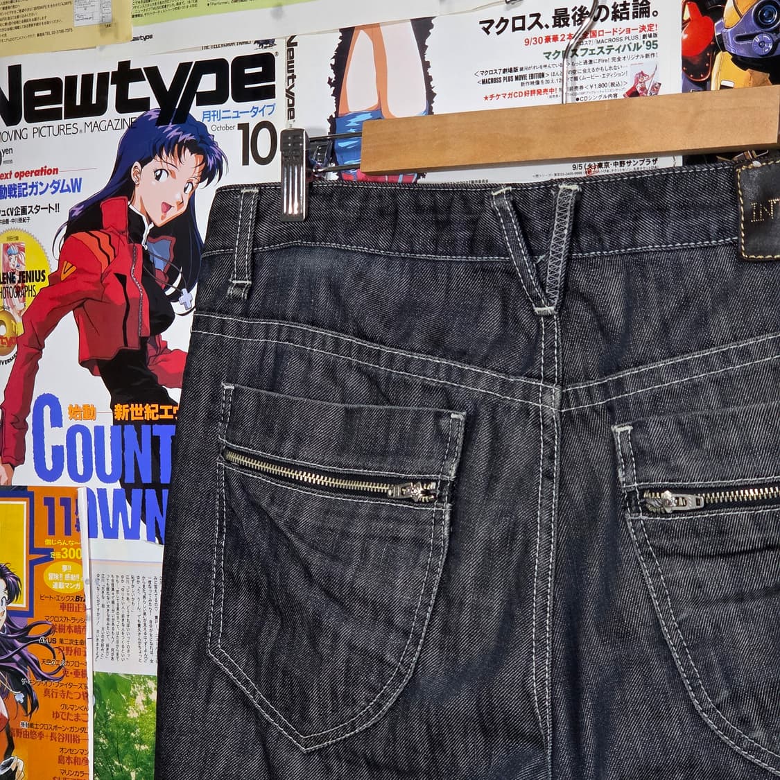 빈티지 락시크 지퍼 포켓 그레이 데님 팬츠 . 상품이미지4