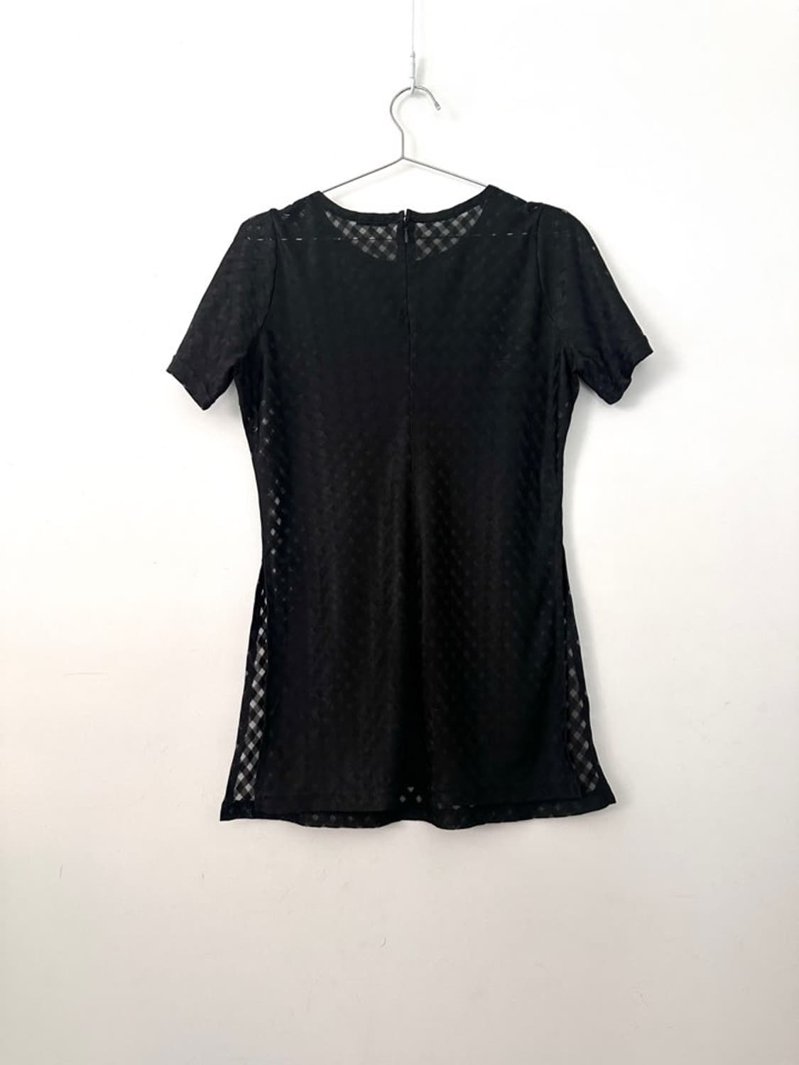 Grid pattern see - through top / black 상품이미지5