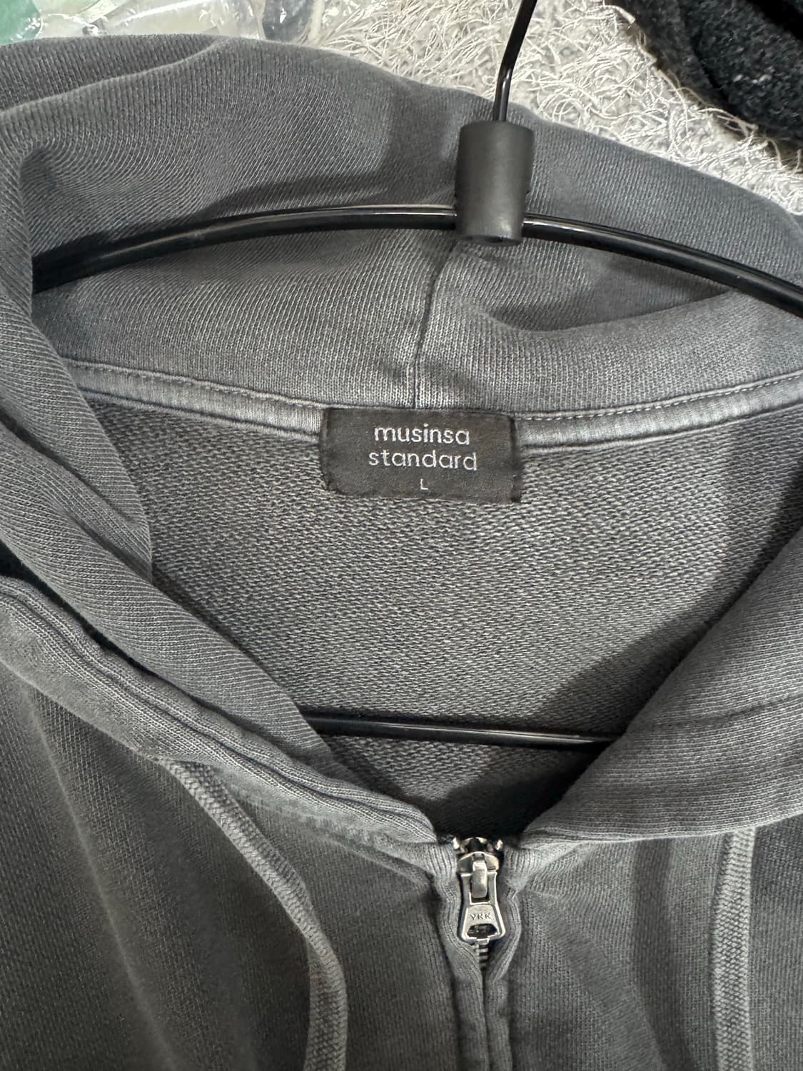 피그먼트 오버사이즈 후디드 스웨트 집업 [차콜 그레이] L 상품이미지8