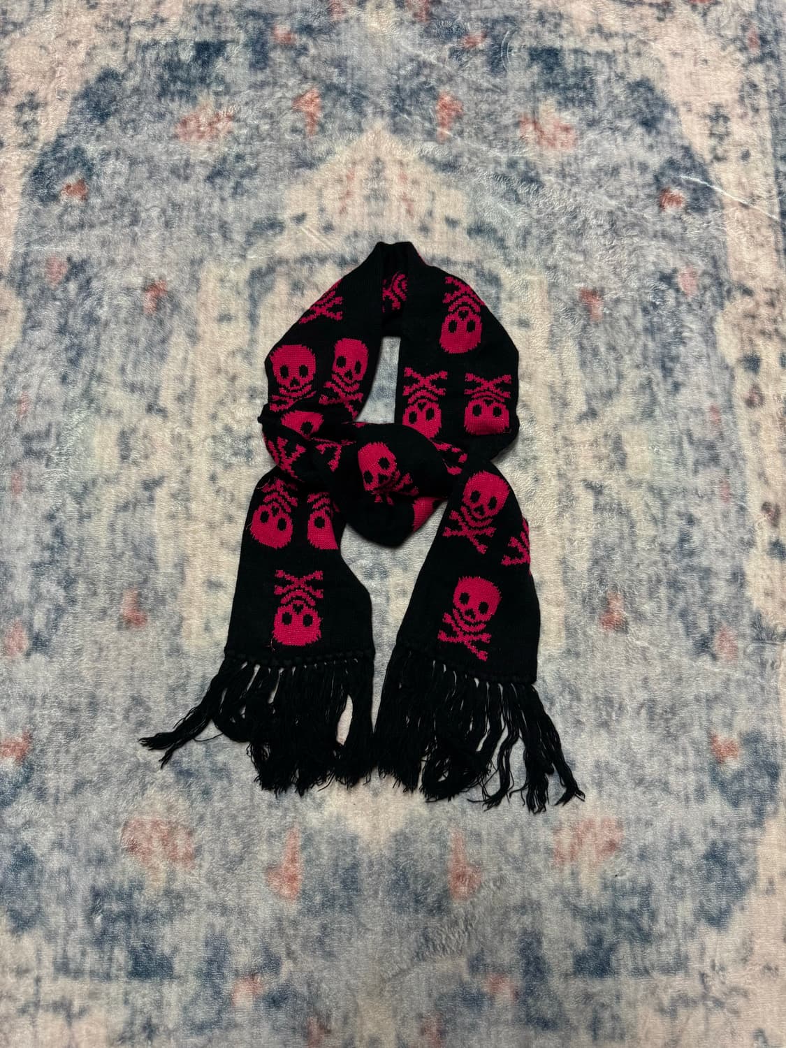 Japanese pink skull punk knit muffler  상품이미지2