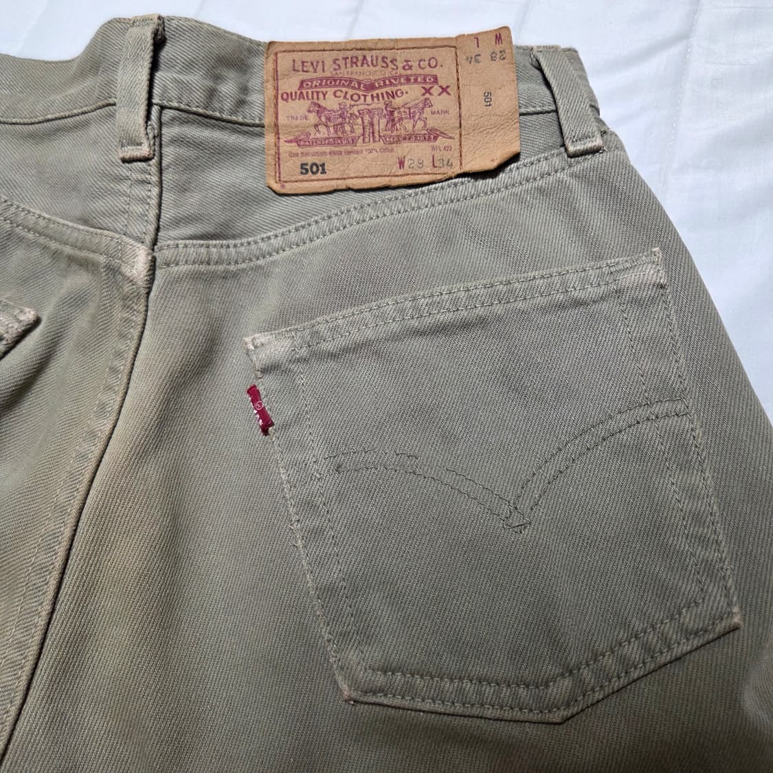 [28]90s 리바이스 501 데님팬츠 made in usa 올리브 상품이미지9