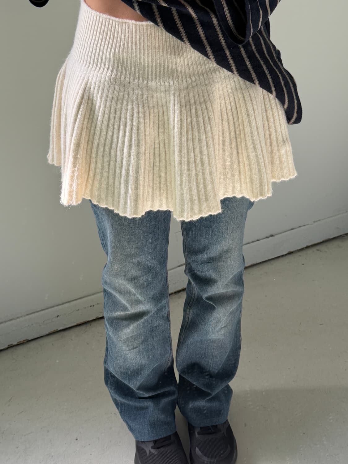 일본빈티지 플리츠 니트 레이어드스커트 상품이미지2