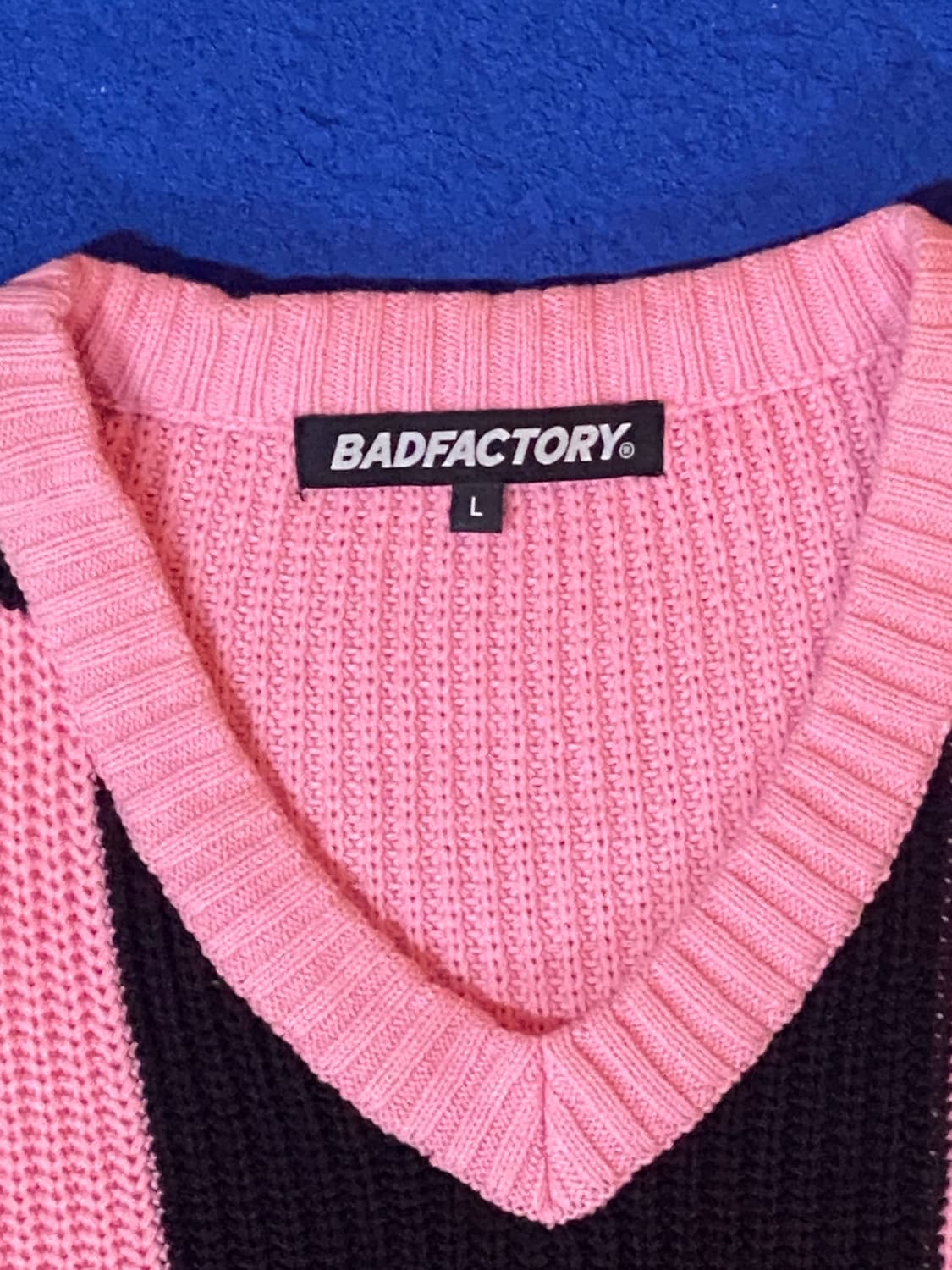 BADFACTORY 배드팩토리 체커보드 핑크 니트 조끼 L 상품이미지3