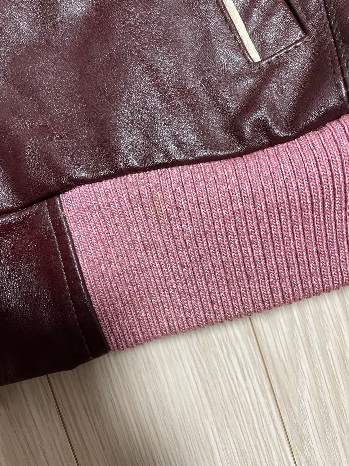 아이다스 빈티지 버건디 레더 자켓 상품이미지4