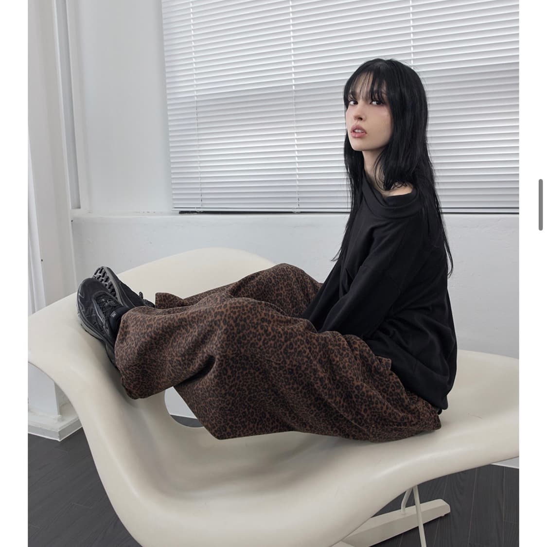 렌세 레오파드 후리스 와이드 팬츠 상품이미지2