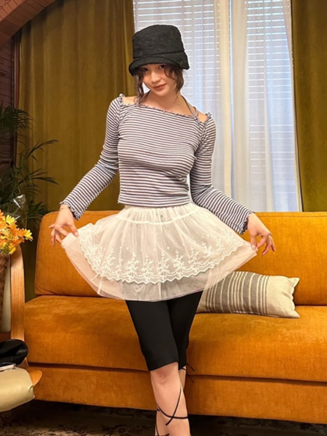 마가린핑거스 LACE TUTU SKIRT PANTS WHITE 상품이미지2