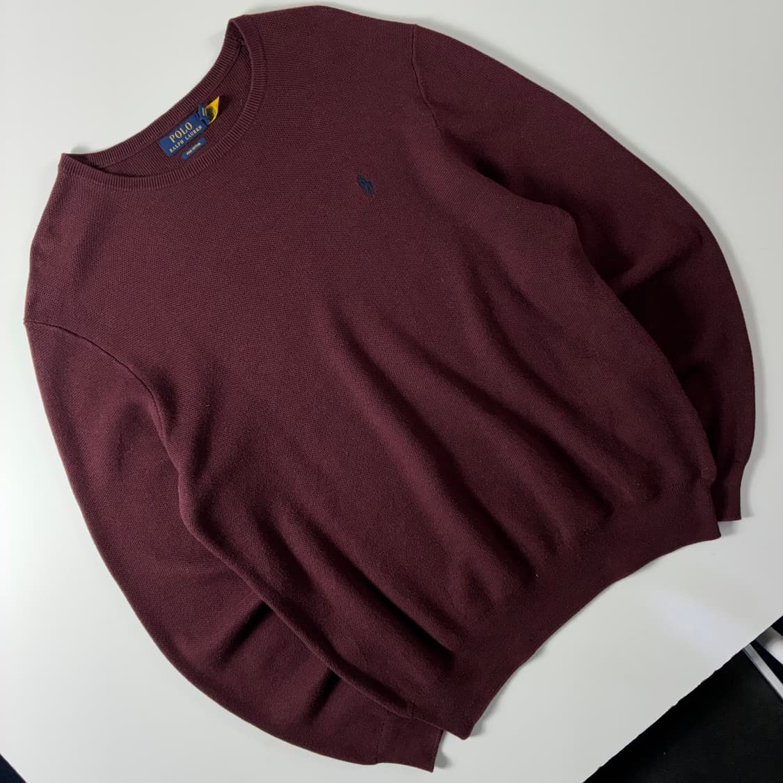 Polo  폴로 랄프로렌 신형 자수 피마코튼 버건디 라운드 니트 상품이미지2