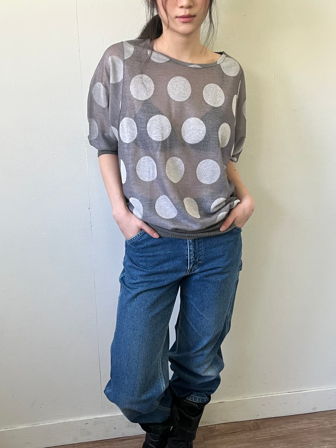 Silent Worth 도트 시스루 스웨터 상품이미지8