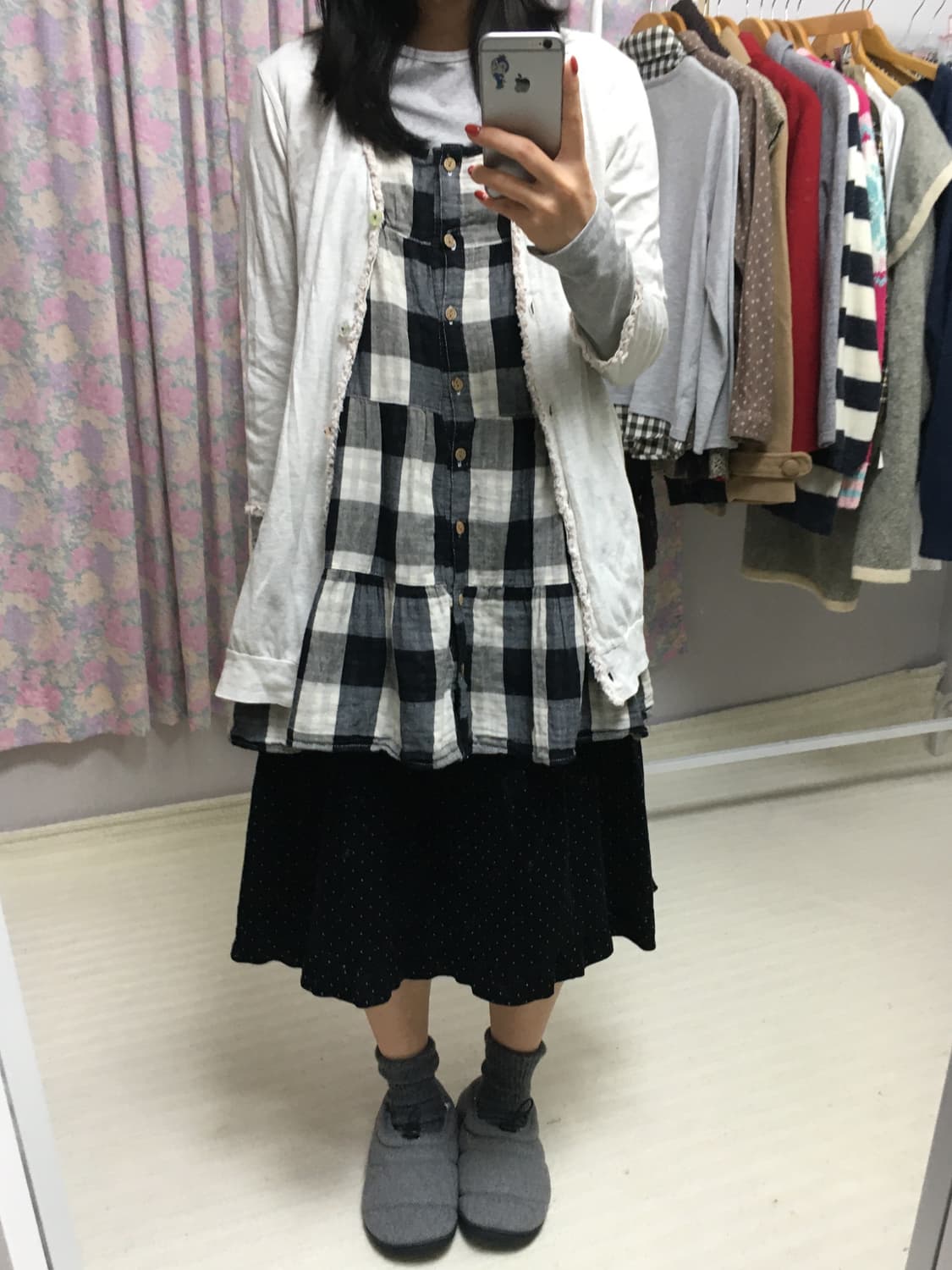 블랙 체크 슬리브리스 상품이미지3