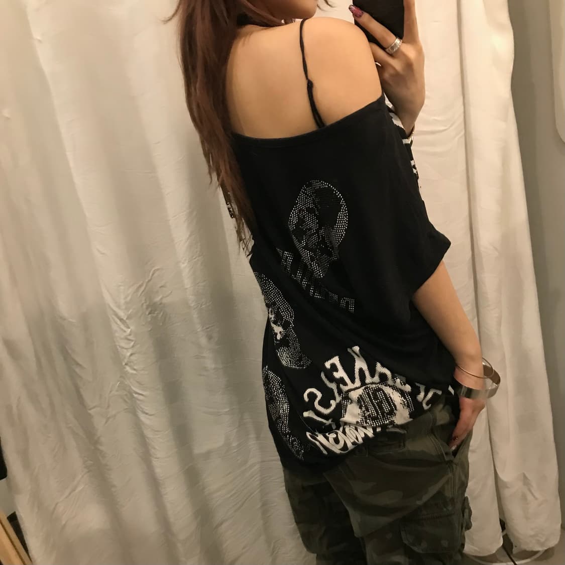 JPN Vintage 루즈핏 고스펑크 고딕 스컬 큐빅 반팔 상품이미지1