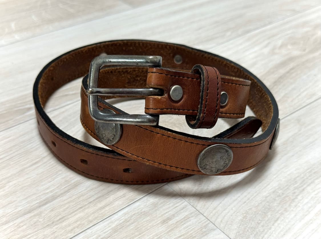 빈티지 브라운 레더 벨트 상품이미지1