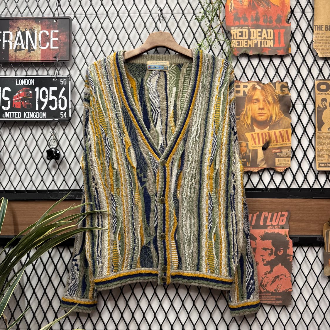 90s 올드컨트리 빈티지 케이블 니트 가디건 멀티컬러 상품이미지1