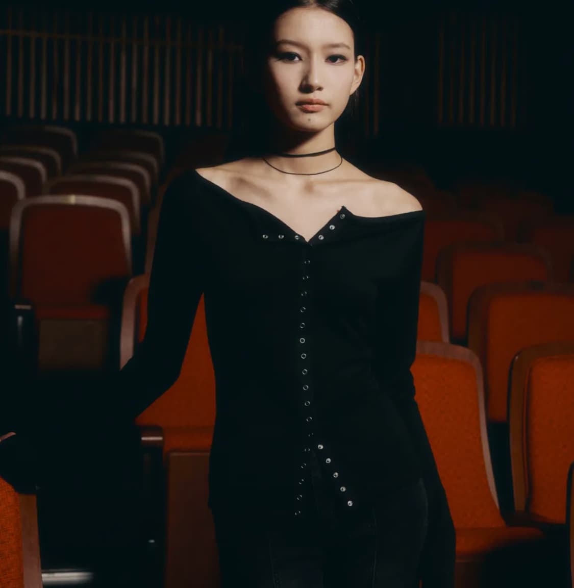 헬레네파리스 보트넥 스냅 슬릿 가디건 [블랙] 상품이미지1