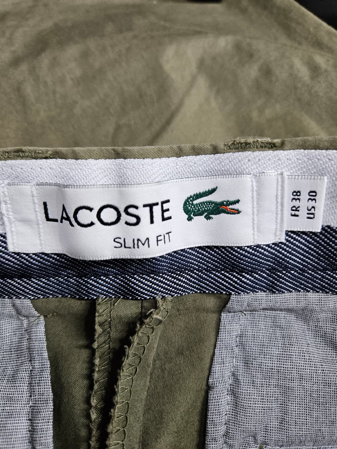 라코스테 카키 남성 슬림핏 허리 30 면바지  상품이미지3
