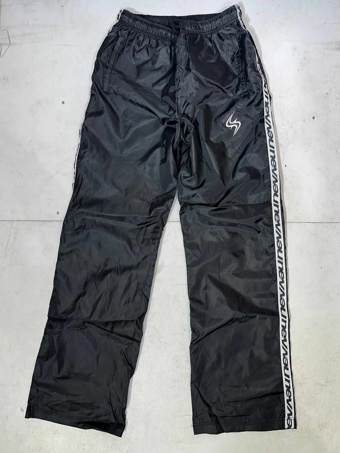 90s 일본 빈티지 블랙 와이드 사이드 라인 트랙 트레이닝 팬츠 M  상품이미지4