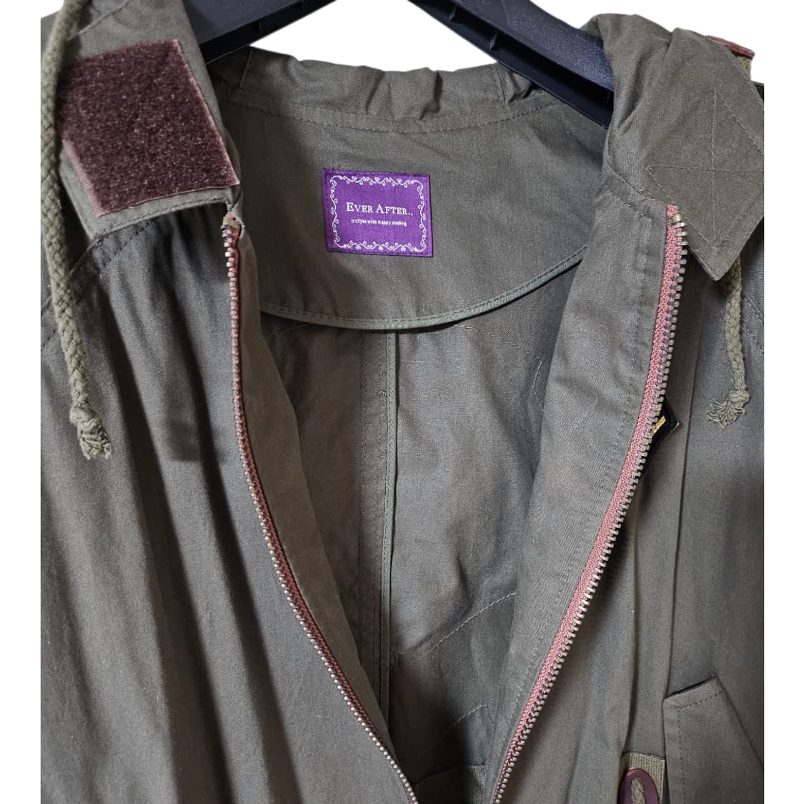 EVER AFTER 카키 야상 점퍼 FREE | 후드·카라 벨크로 간절기 상품이미지4