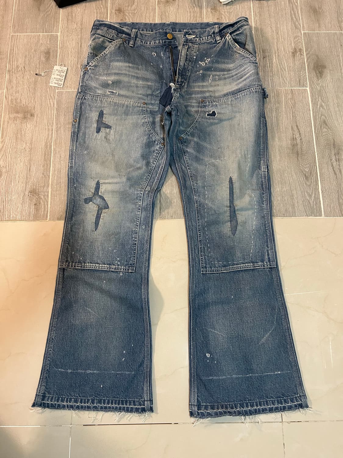 세인트 미카엘 24aw 데님 더블니 xl 판매 상품이미지1