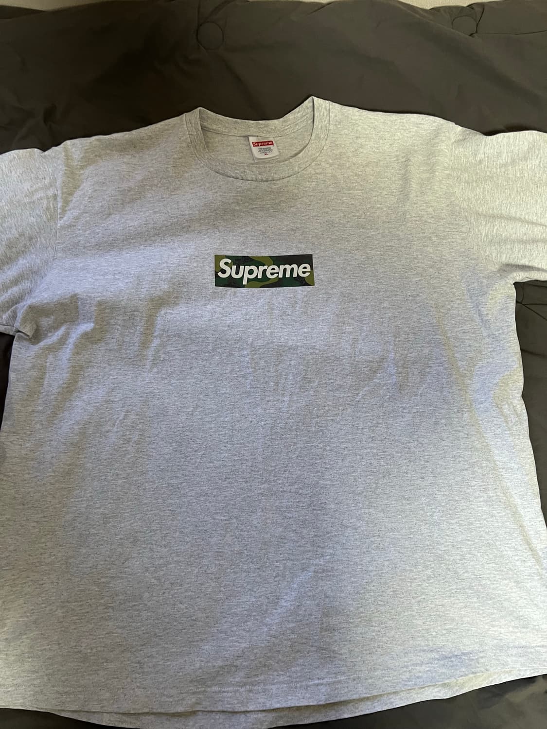 (XL 기장수선) 슈프림 카모 박스로고 그레이 반팔티 상품이미지2