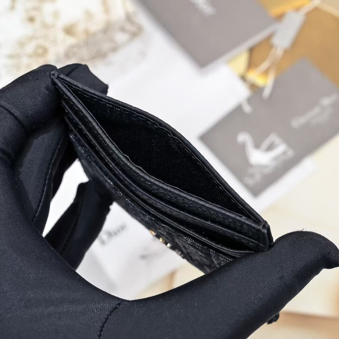 디올 카드 홀더 블랙 디올 오블리크 자카드 상품이미지7