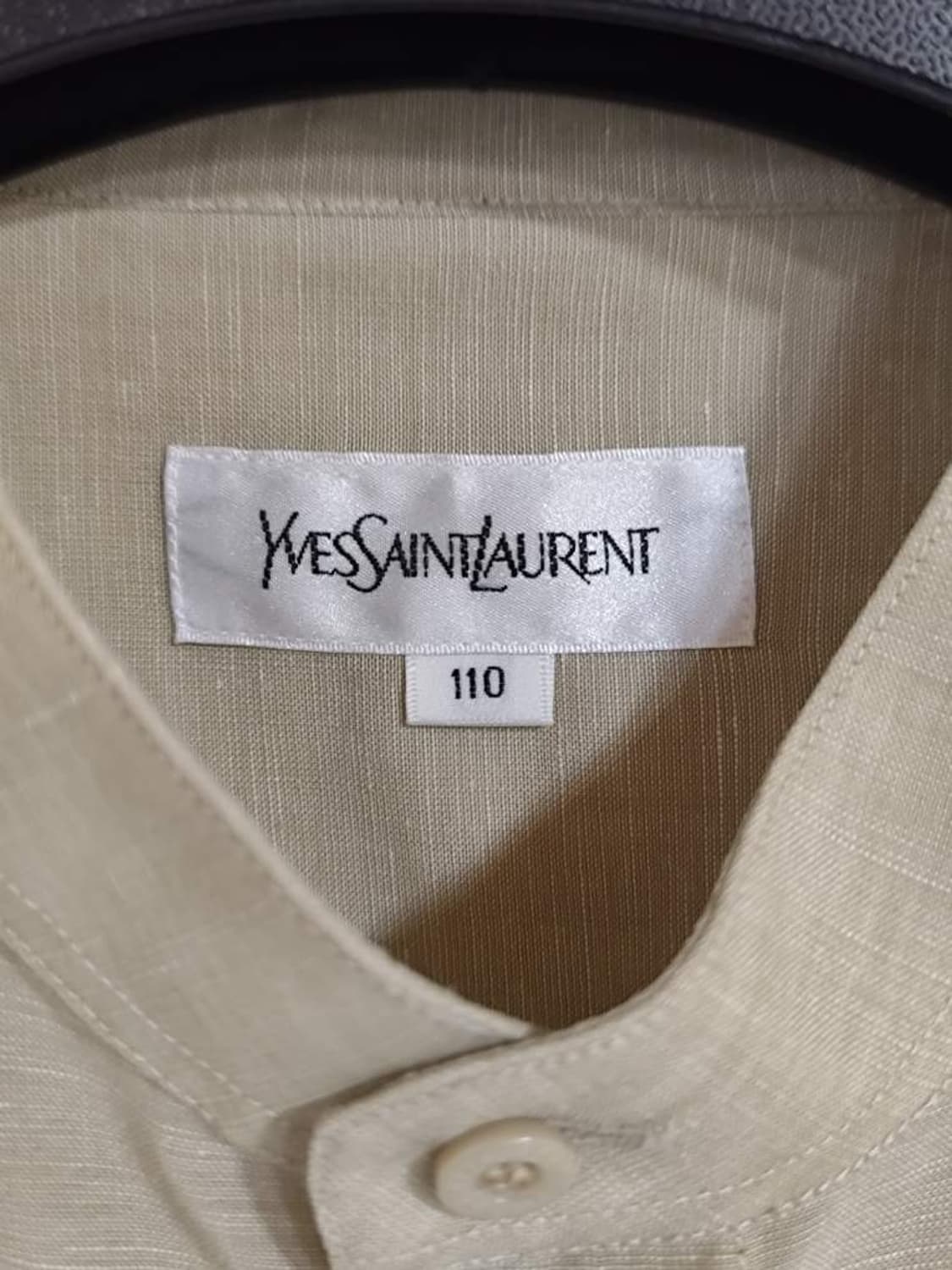 110 입생로랑 YSL 로고 자수 차이나카라 마혼방 반팔 셔츠 상품이미지2