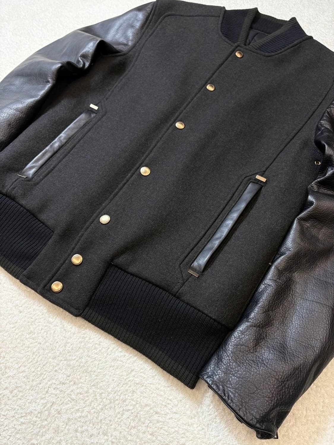 타임옴므 12FW 소가죽 배색 울 바시티 자켓 PN6056 상품이미지3